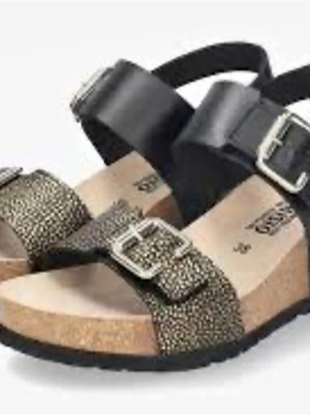 Mephisto Lissandra Wedge Sandal Wedge Sandals in Black & Gold NWT Size 40